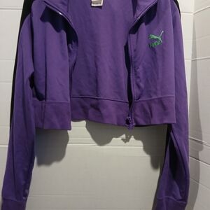 Puma Women's Cropped Zip up Jacket with Butterfly Charm Size Large